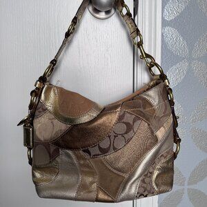 Coach Carly Patchwork Gold Shoulder Bag